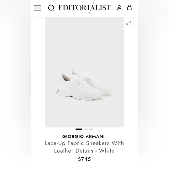 Giorgio Armani Womens White lace-up fabric sneakers w leather details Wms US 10 - Picture 2 of 8